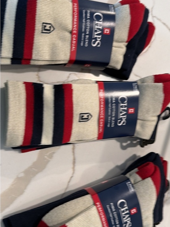 Chaps Other - Chaps Cream, Red & Navy Striped Crew Socks